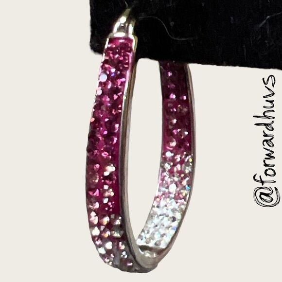 Bundle Sale 3 for $15 | Gradient Rhinestone Hoop Earrings – Pink to White - Picture 5 of 8